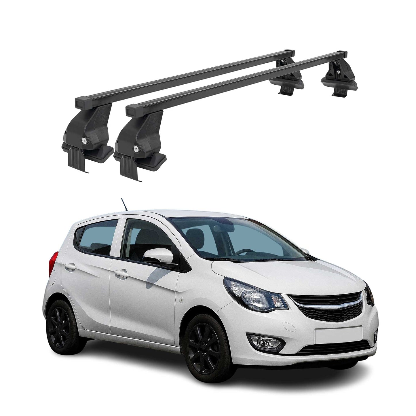 Menabo Dachträger Grundtäger für Opel Karl 2015-2019 50kg Stahl Schwarz 2 tlg