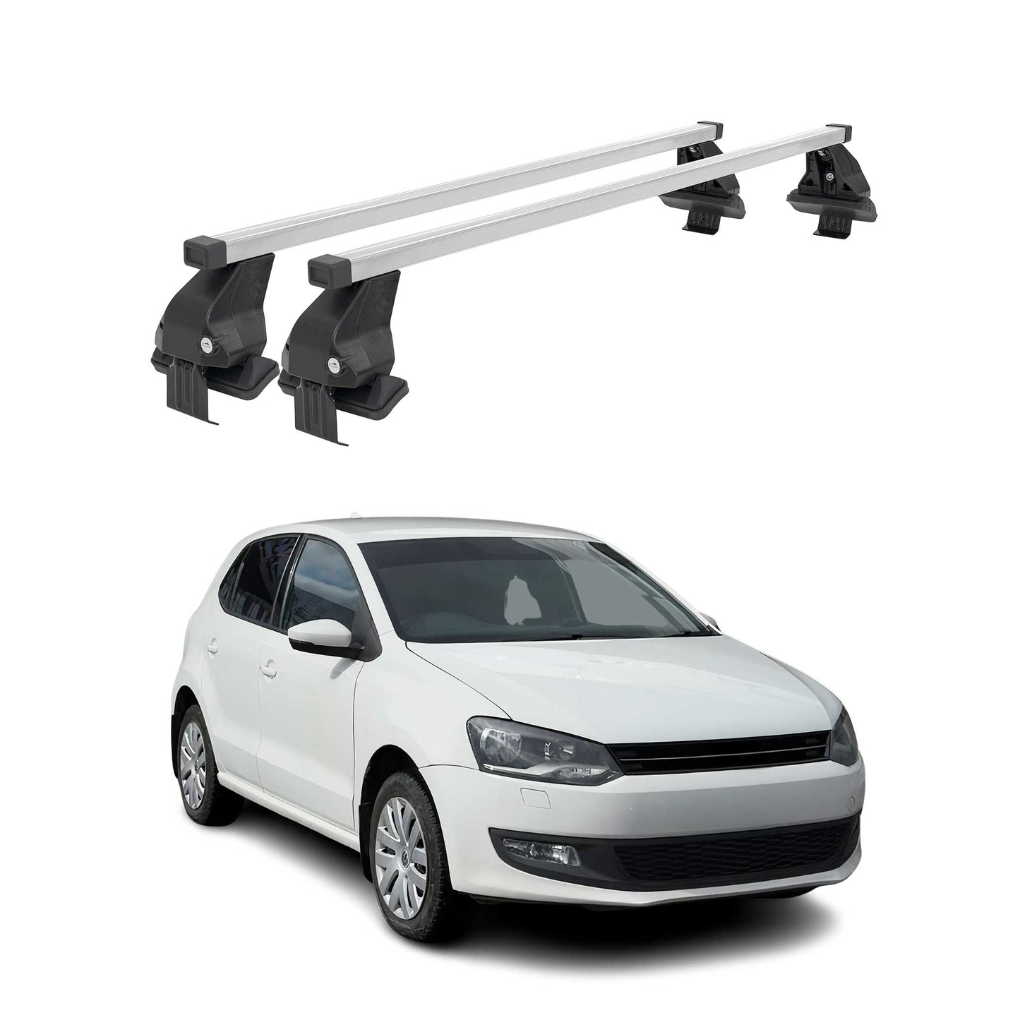 Menabo Dachträger Grundtäger für VW Polo 2009-2017 3tür 50kg Stahl Silber 2 tlg