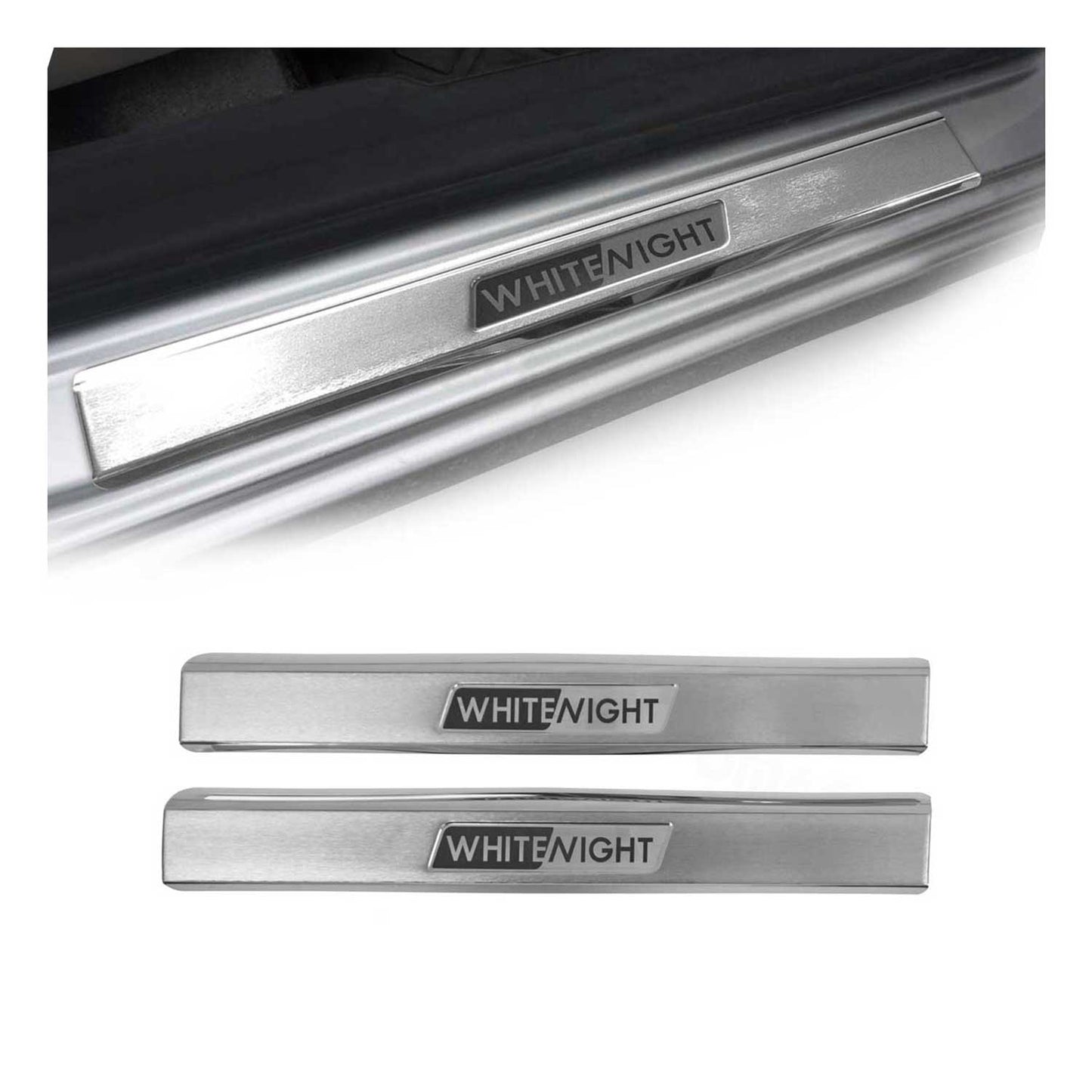 Ornamente prag uși pentru VW Tiguan 2007-2016, oțel inoxidabil, argintiu, set 2 piese