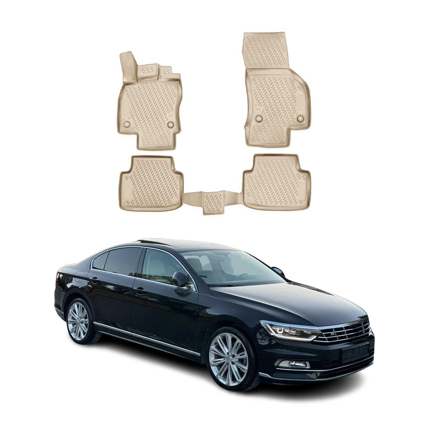 2014-2021 VW Passat B8 Fußmatten TPE Beige 4 tlg