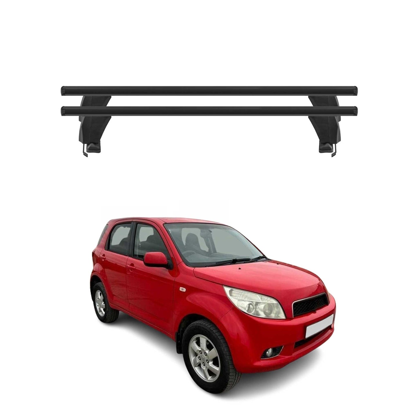Menabo Dachträger Grundtäger für Daihatsu Terios 2006-2017 50kg Alu Schwarz 2x