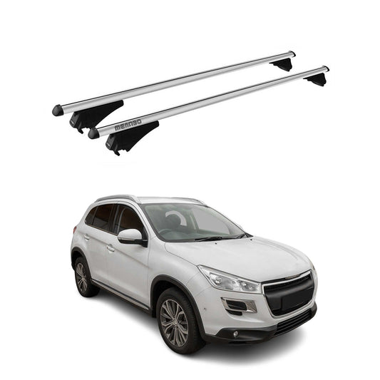Menabo Dachträger Grundtäger für Peugeot 4008 2013-2017 75kg Alu Silber 2 tlg