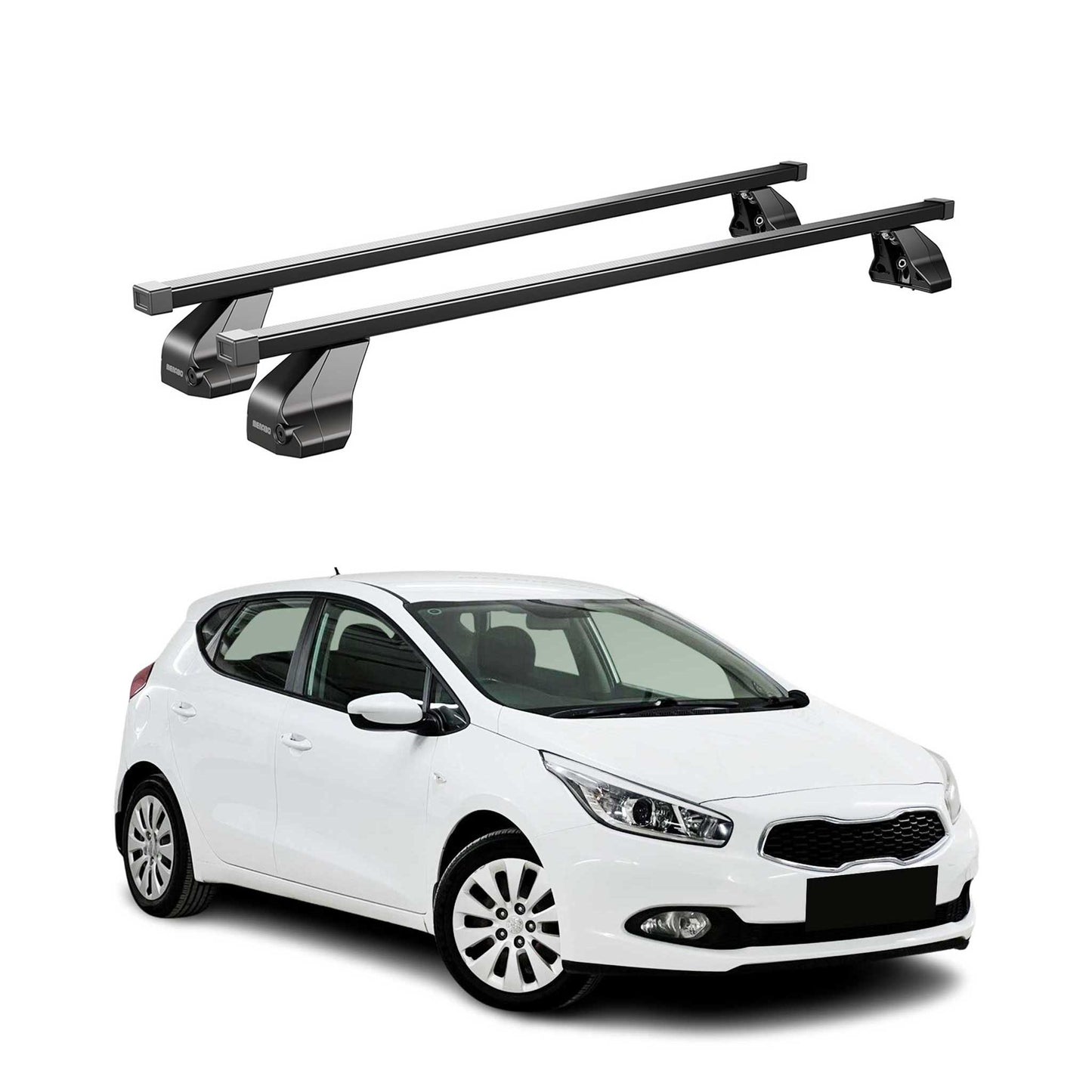 Menabo Dachträger Grundtäger für Kia Ceed 2012-2018 75kg Stahl Schwarz 2 tlg