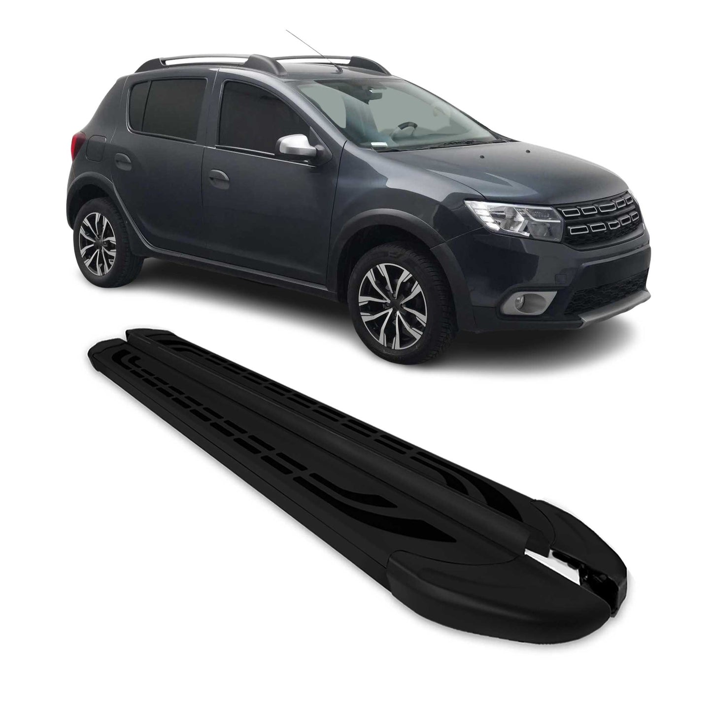 Trittbretter Seitenschweller für Dacia Sandero Stepway 2008-2020 Alu Schwarz
