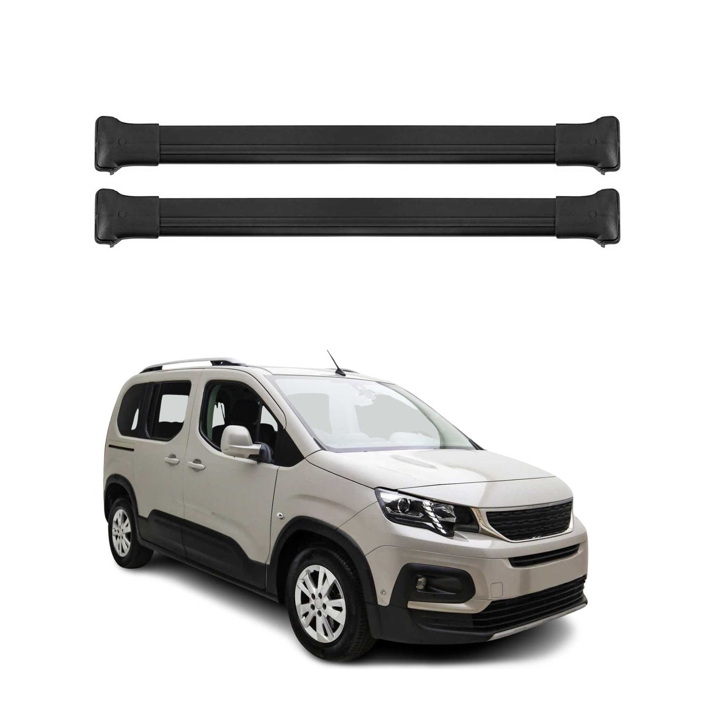 Portbagaj de plafon pentru Peugeot Rifter 2018-2025 75kg aluminiu negru 2 buc