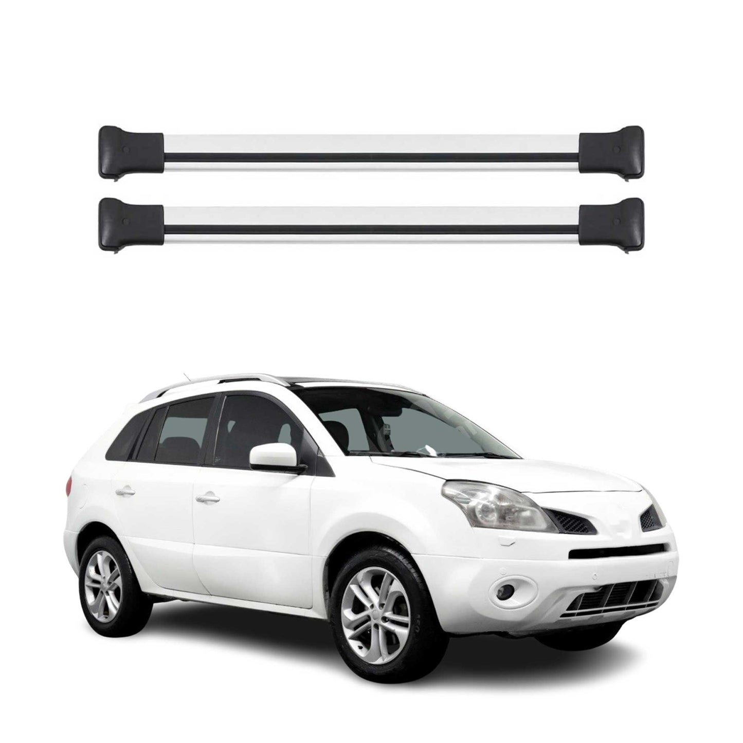 Portbagaj de plafon pentru Renault Koleos mk2 2016-2025 75kg aluminiu argintiu 2 buc