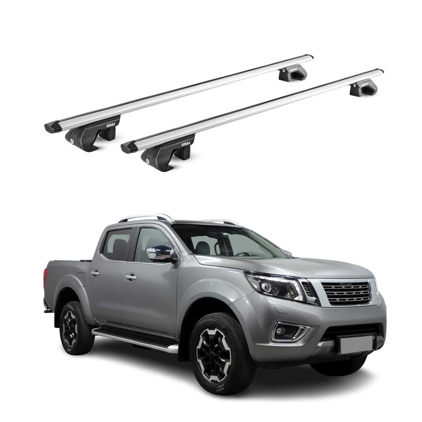 Portbagaj de plafon pentru Nissan Navara D23 2015-2021 4 uși 90 kg gri aluminiu 2x ABE