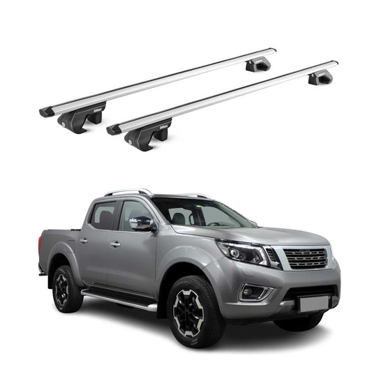 Portbagaj de plafon pentru Nissan Navara D23 2015-2021 4 uși 90 kg gri aluminiu 2x ABE