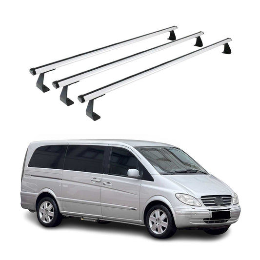 Portbagaj de plafon pentru Mercedes Vito W639 2003-2014 75kg aluminiu argintiu 3 buc