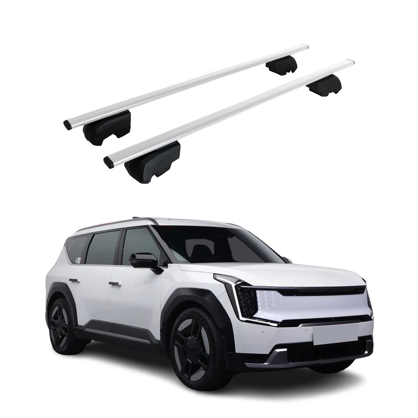 Dachträger Grundtäger für Kia EV9 2023-2025 75kg Metall Silber 2 tlg