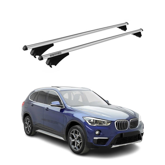Menabo Dachträger Grundtäger für BMW X1 F48 2015-2022 75kg Alu Silber 2 tlg