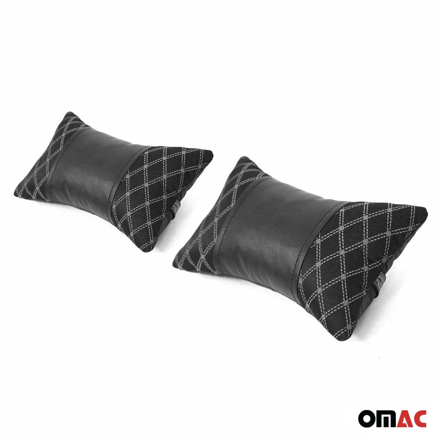 Poduszka na zagłówek samochodowy 2-częściowa, poduszka na szyję, skóra, kolor czarny