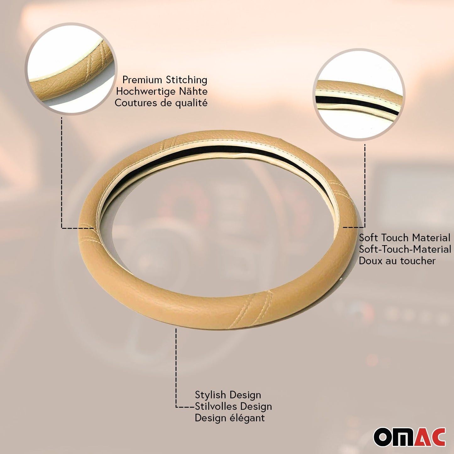 Universal Lenkradbezug 37–39 cm Beige Komfort & Schutz fürs Lenkrad