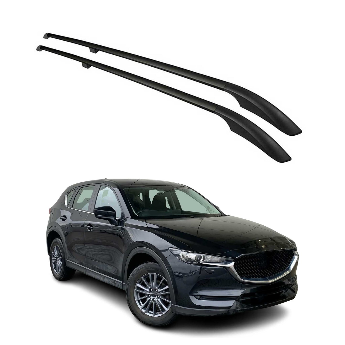 Dachreling Dachgepäckträger Relingträger für Mazda CX-5 2017-2025 Alu Schwarz 2x
