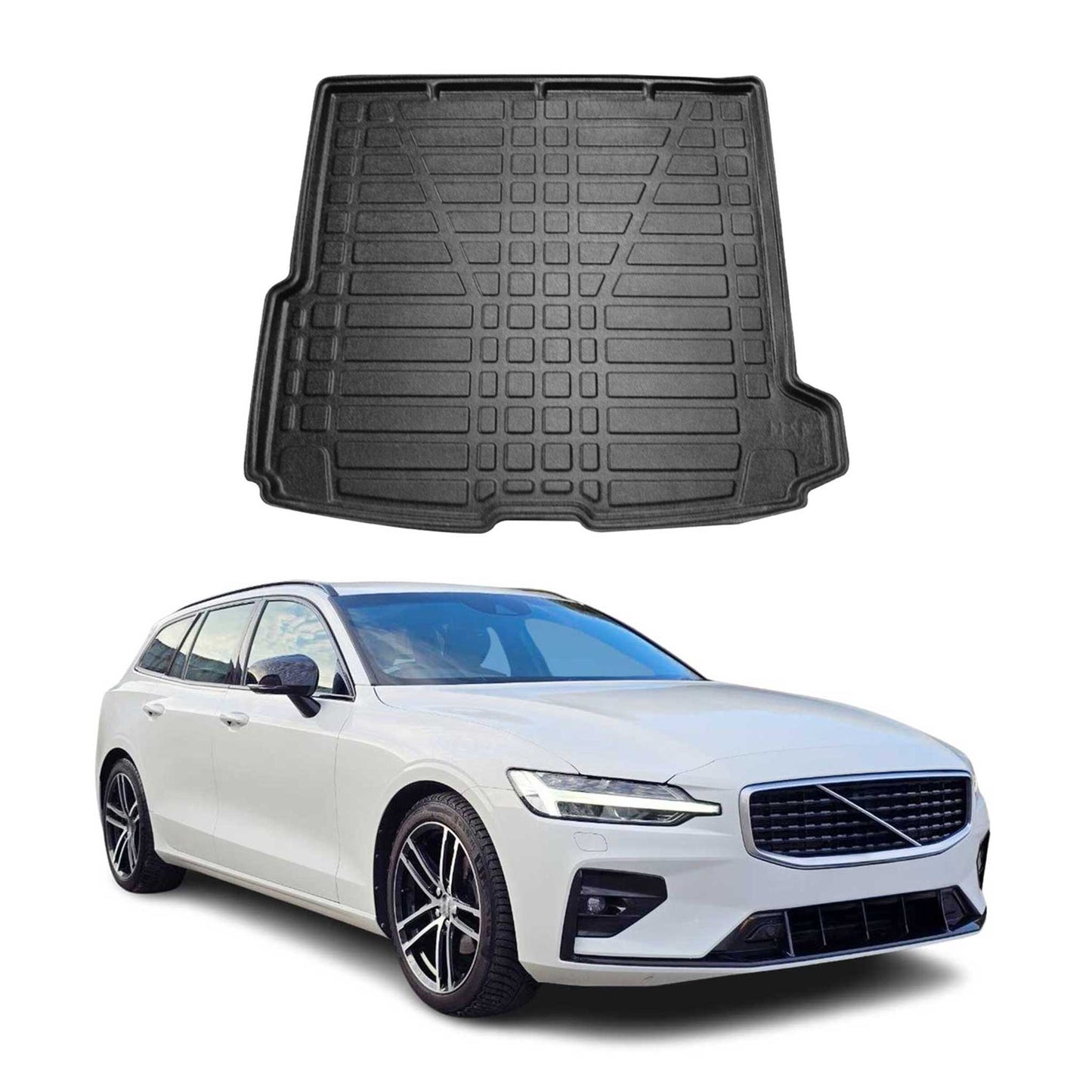 Kofferraumwanne Laderaumwanne für Volvo V60 2018-2025 Gummi TPE Schwarz