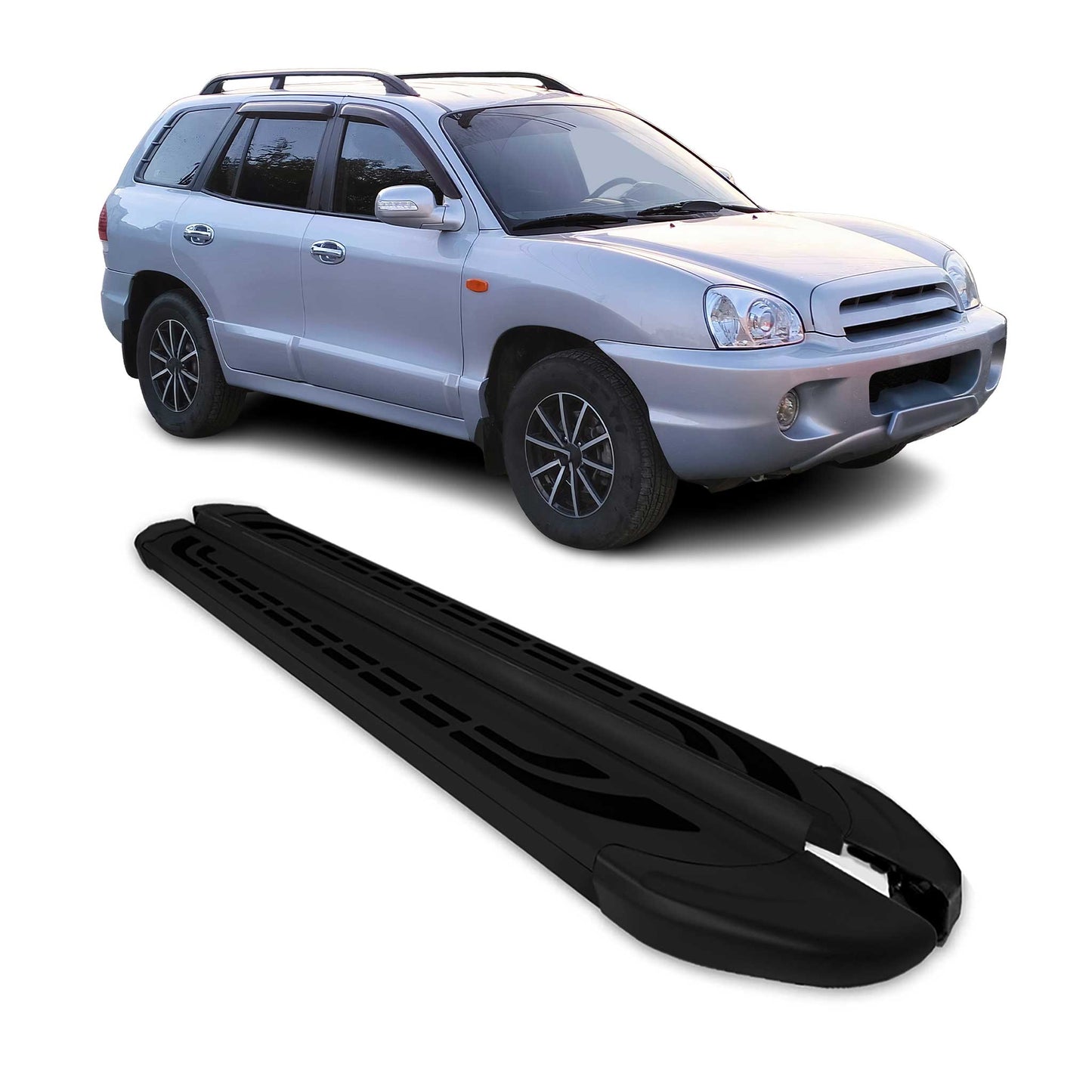 Trittbretter Schweller Seitenbretter für Hyundai Santa Fe 2006-2012 Alu Schwarz