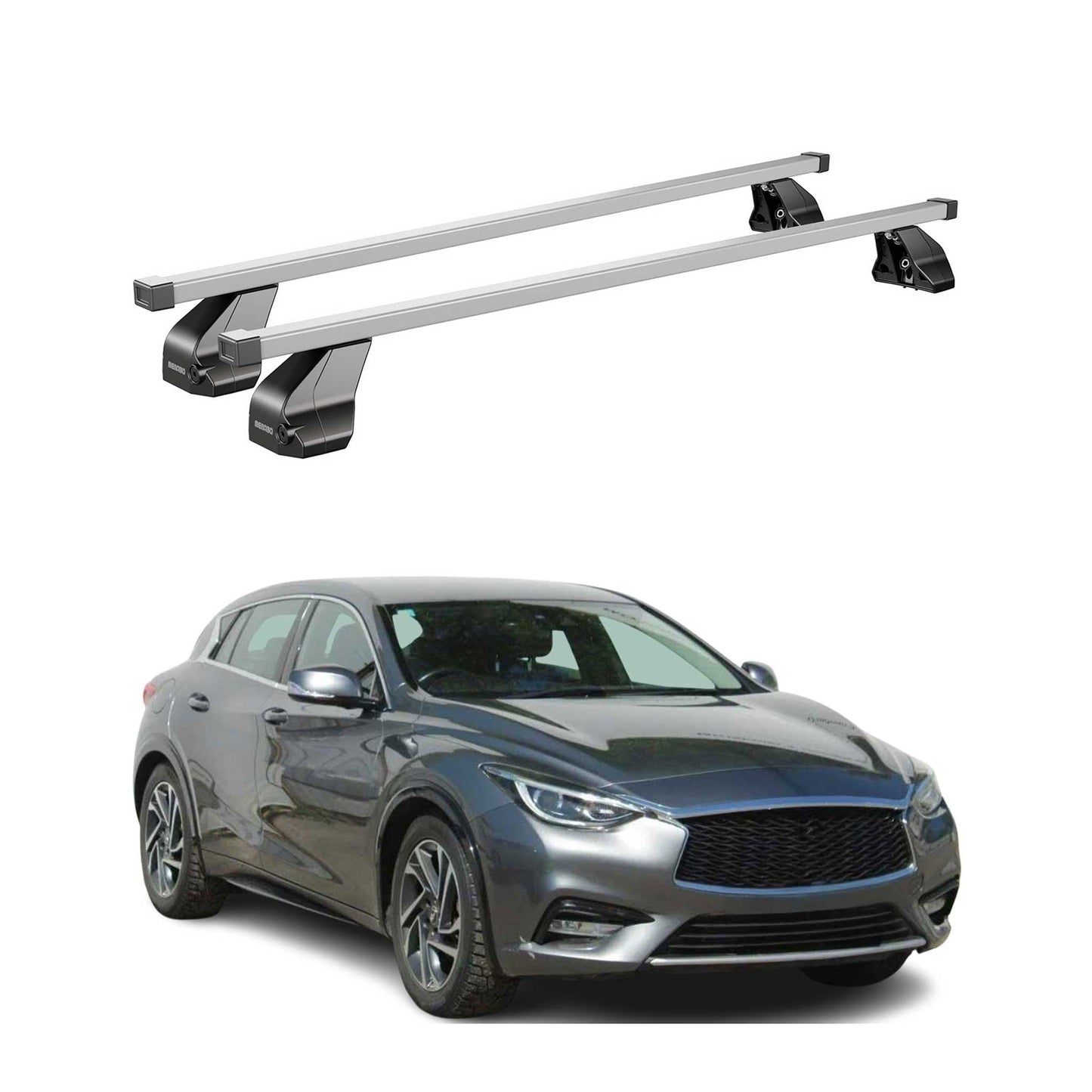 Menabo Dachträger Grundtäger für Infiniti Q30 2015-2019 75kg Stahl Silber 2 tlg
