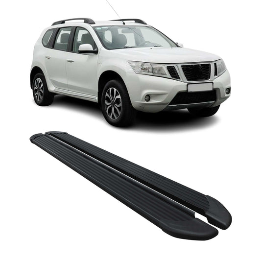 Seitenschweller Trittbretter Schweller für Nissan Terrano 2012-2020 Alu Schwarz