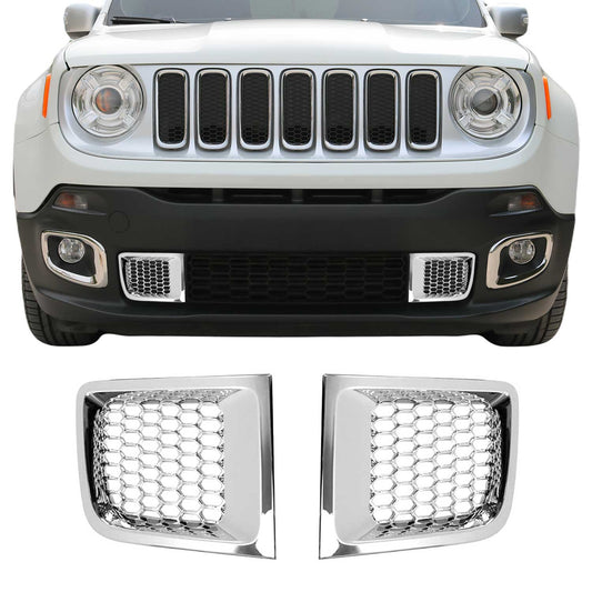 Benzi decorative grilă auto pentru Jeep Renegade 2014-2024, cromate, ABS argintii, 2x