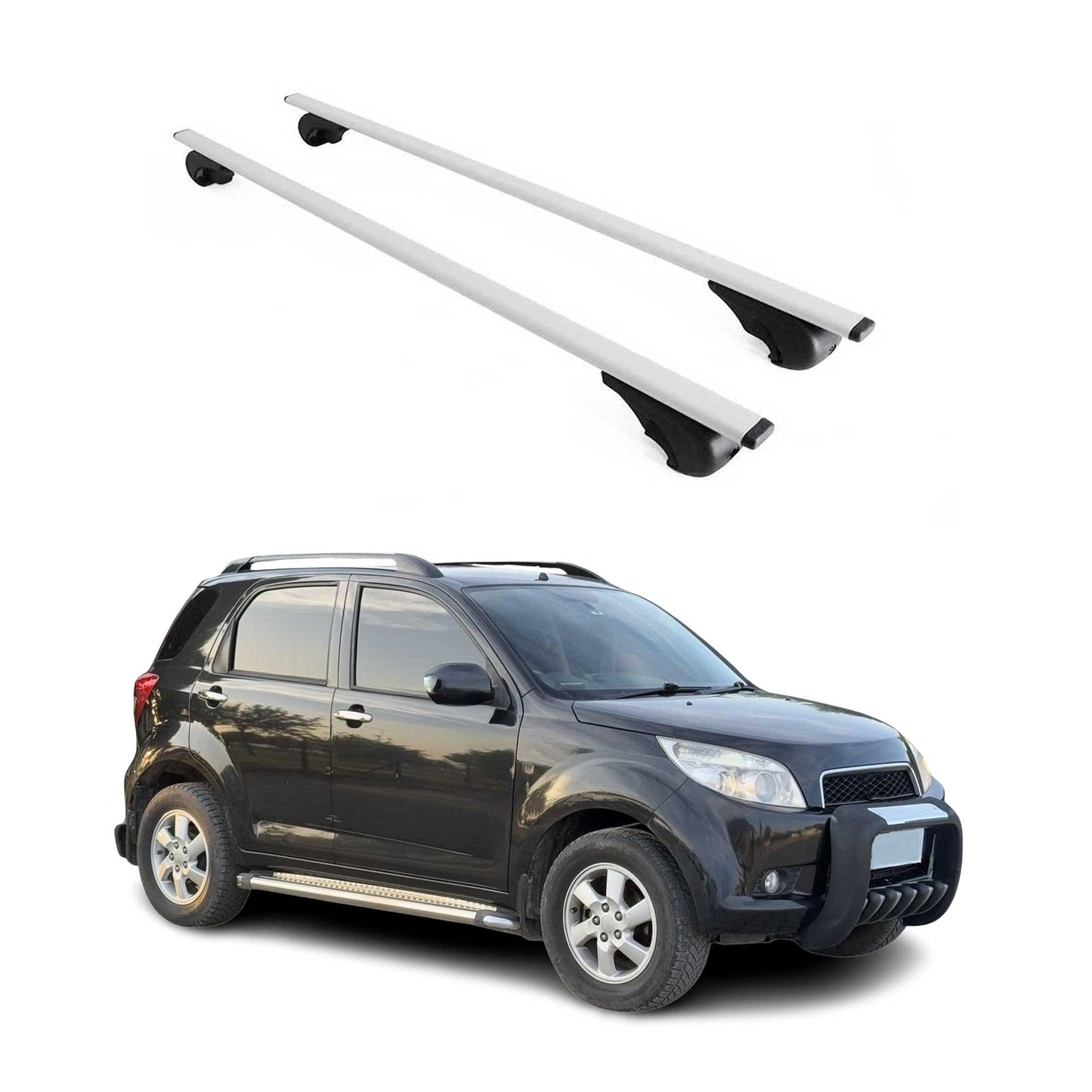 Portbagaj de plafon pentru Daihatsu Terios 2006-2017 75kg metal argintiu 2 buc