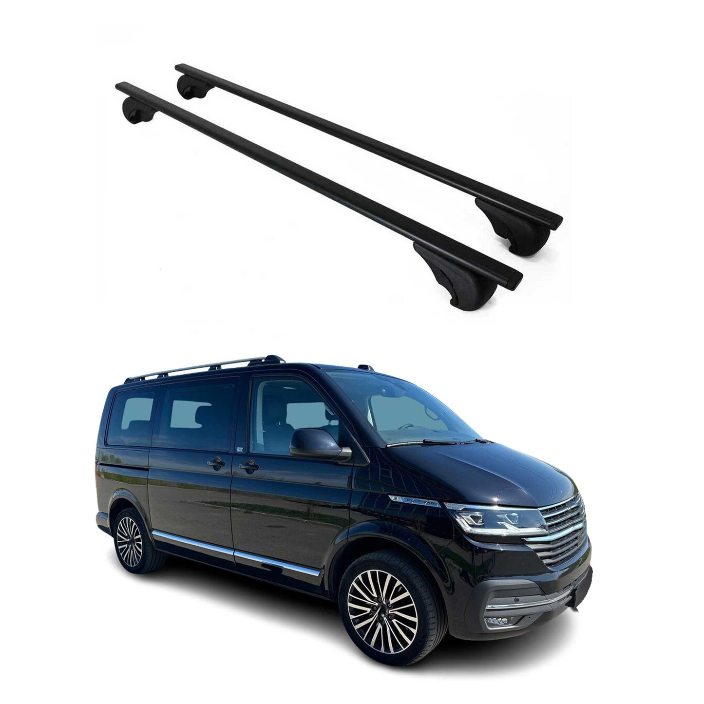 Portbagaj plafon VW T6 Multivan 2015-2022, suport bază, 75 kg, negru metalic, 2 buc.