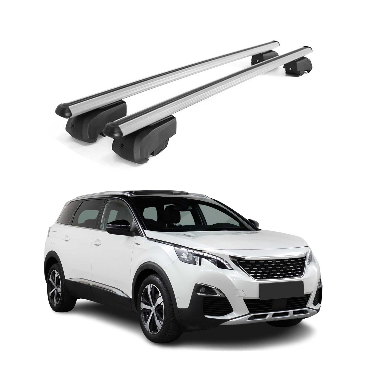 Dachträger Gepäckträger für Peugeot 5008 T87 2017-2023 ABE Aluminium Grau 2x