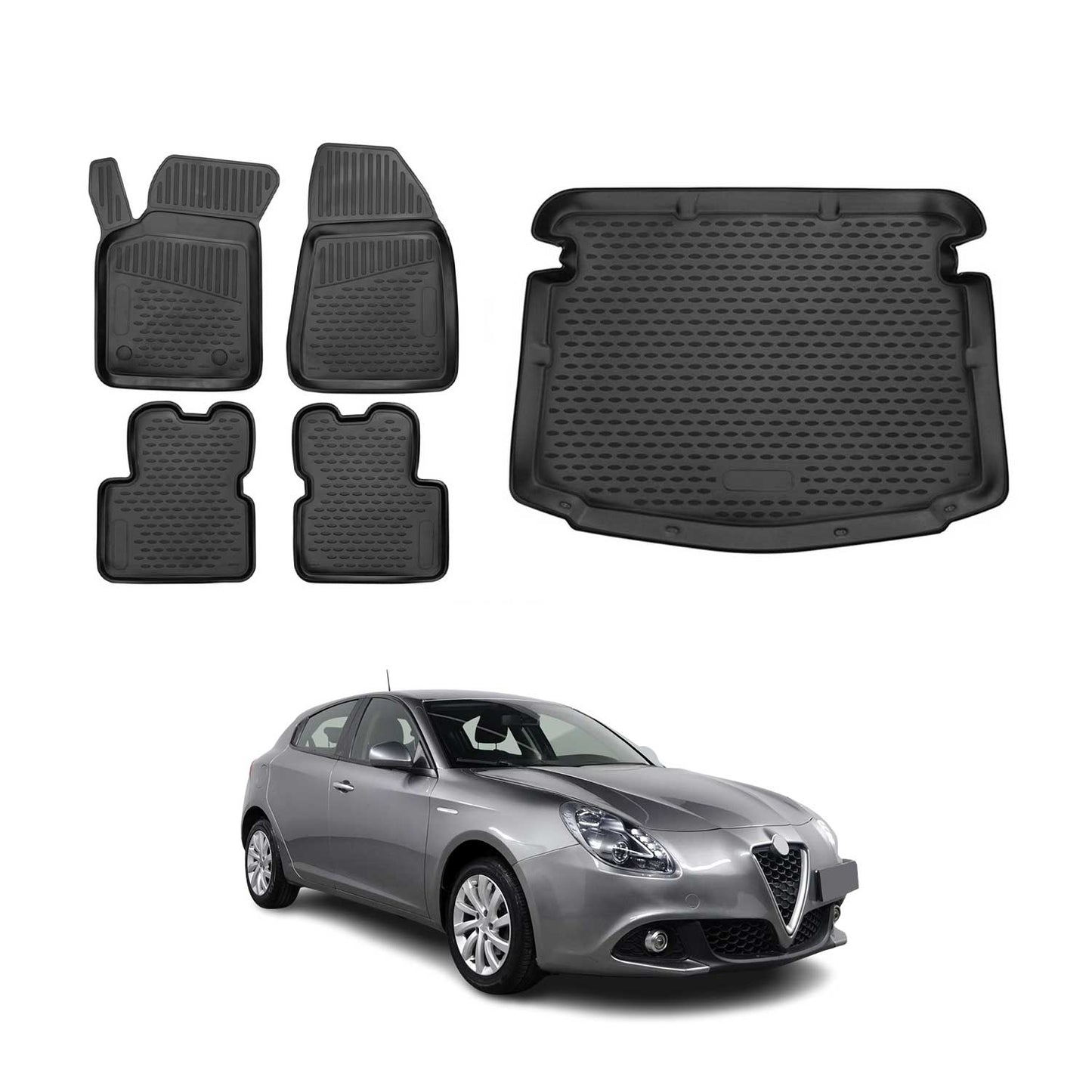 Set covorașe și portbagaj pentru Alfa Romeo Giulietta 2010-2020 TPE Negru