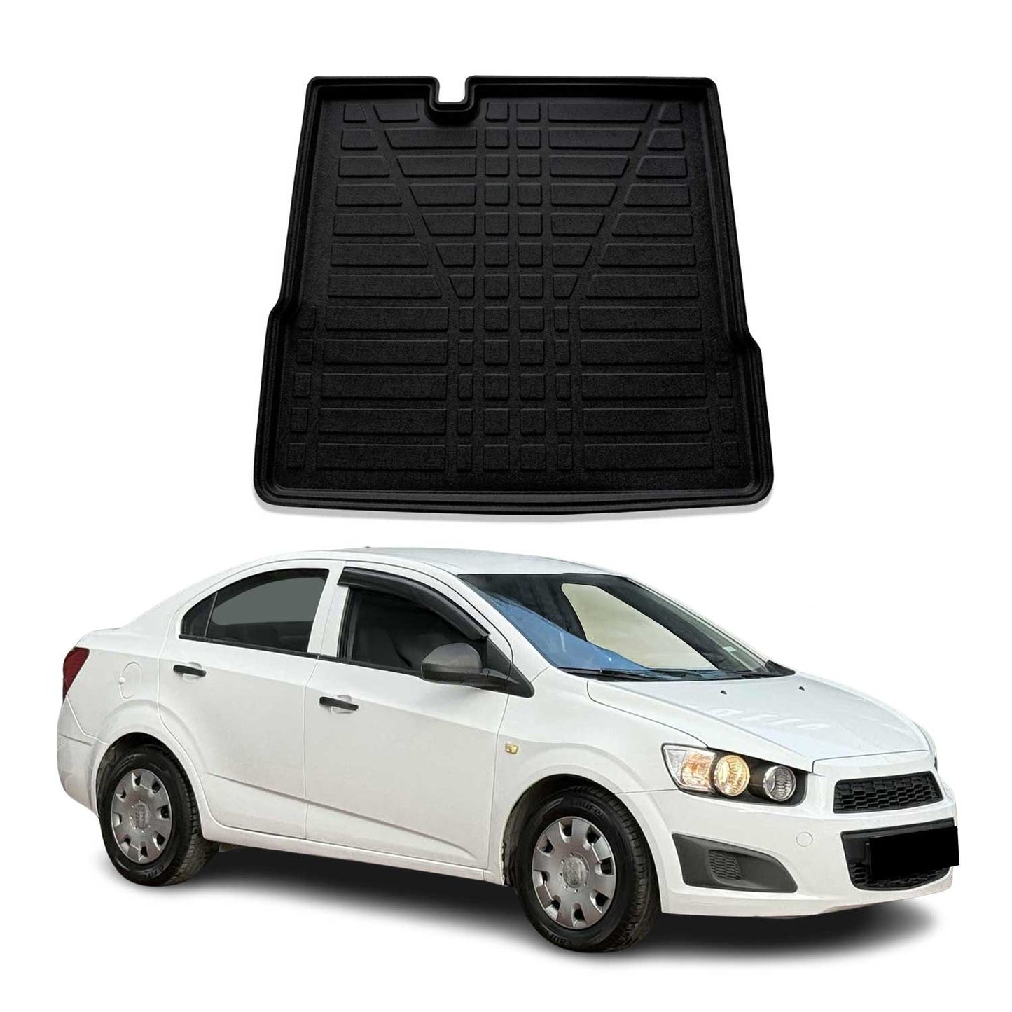 Kofferraumwanne Laderaumwanne für Chevrolet Aveo 2012-2024 Stufenheck Gummi TPE