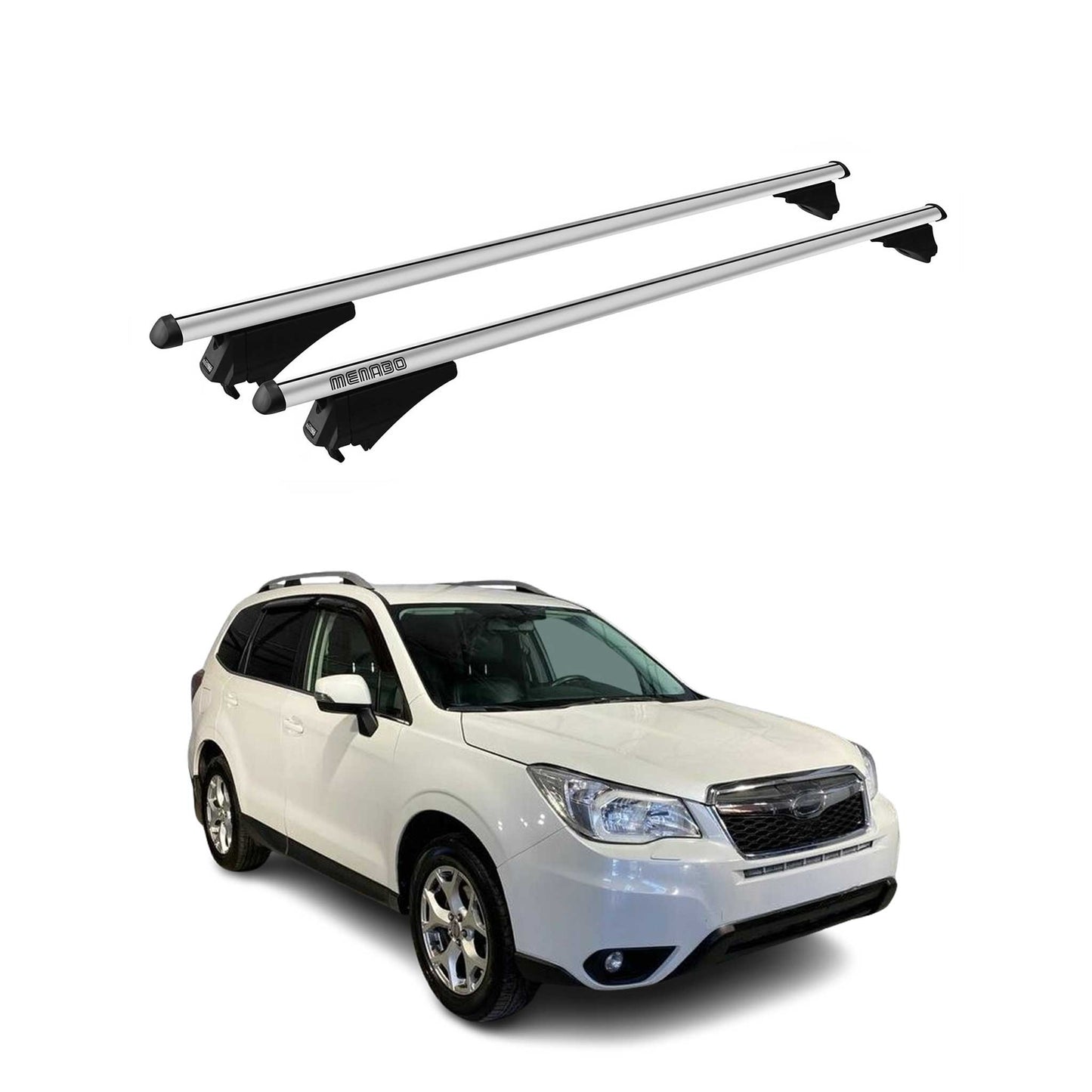 Menabo Dachträger Grundtäger für Subaru Forester mk4 2013-2018 75kg Alu Grau 2x