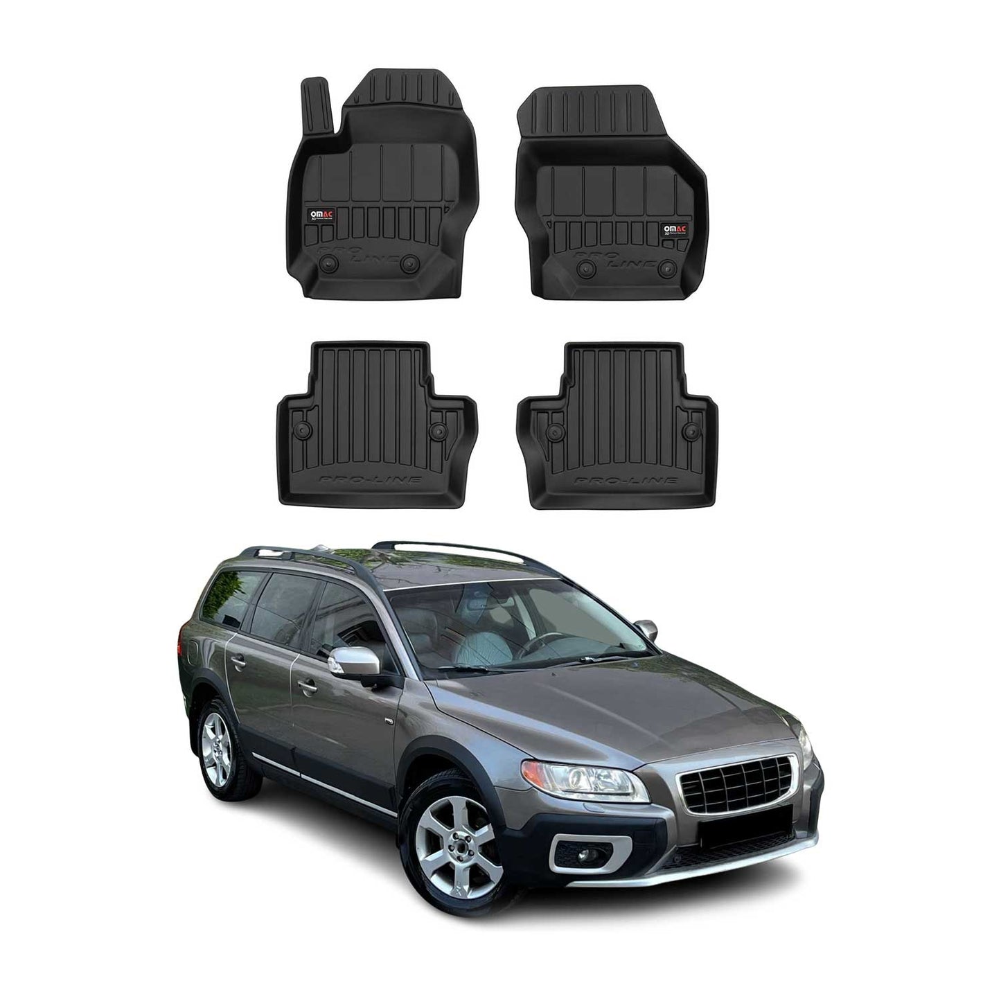 OMAC Gummi Fußmatten für Volvo XC70 2014-2016 Premium TPE Automatten Schwarz 4x