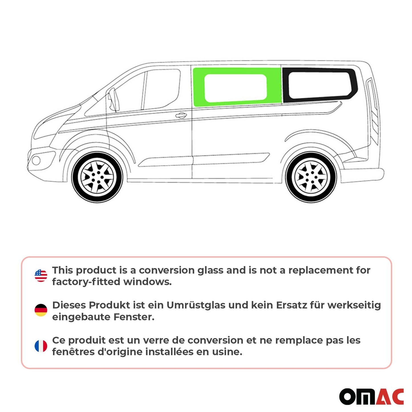 Seitenfenster Auto Fenster für Ford Transit Custom 2013-2024 Links L1 L2 Schwarz