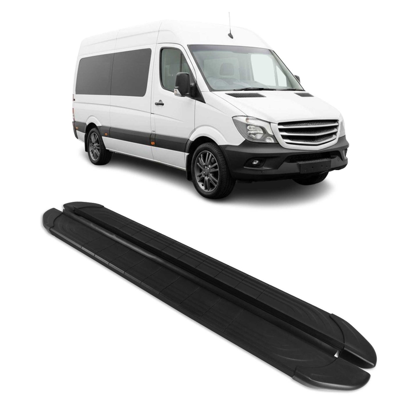 Trittbretter Seitenschweller für Mercedes Sprinter W906 2006-2018 L2 Alu Schwarz
