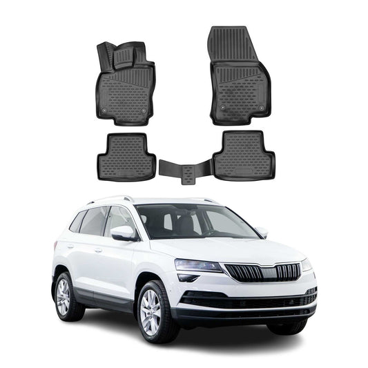 2017-2025 Skoda Karoq Fußmatten TPE Schwarz 4 tlg