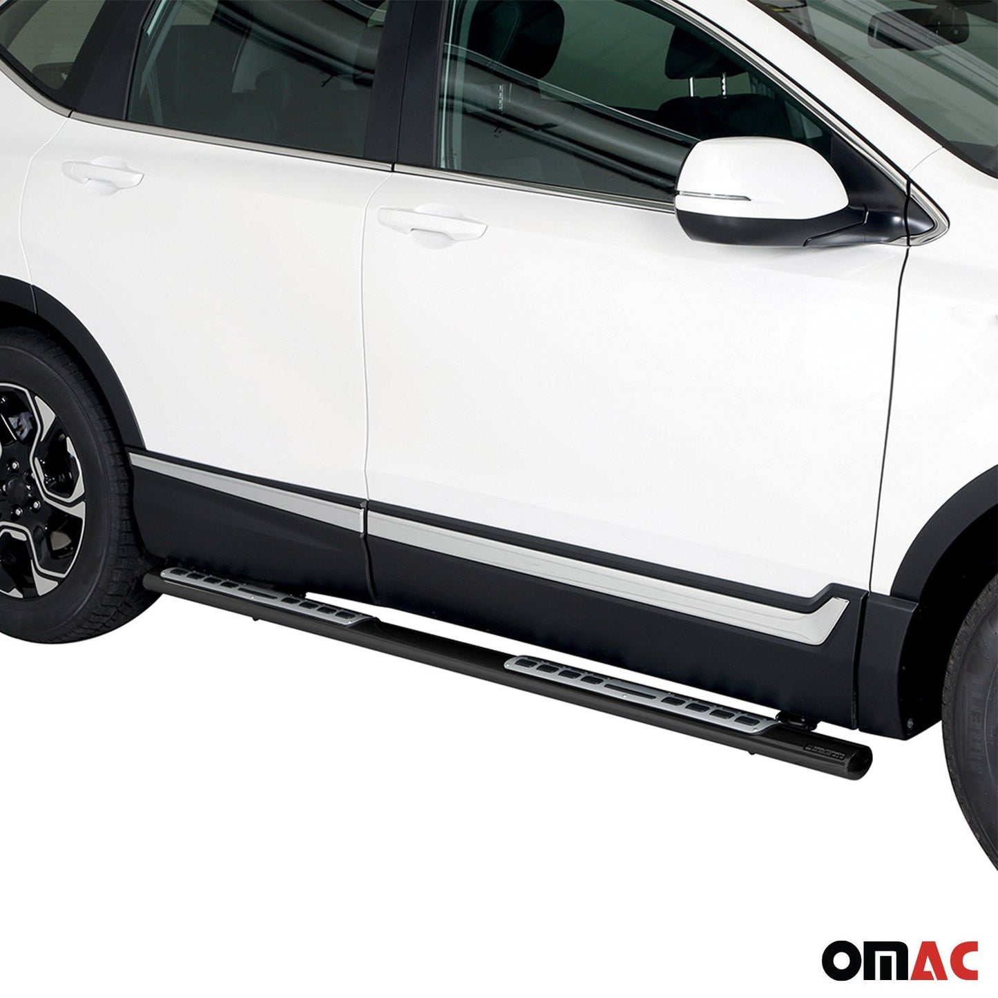 Edelstahl Seitenschweller Schwellerrohre für Honda CR-V Hybrid 2019-2025 Schwarz