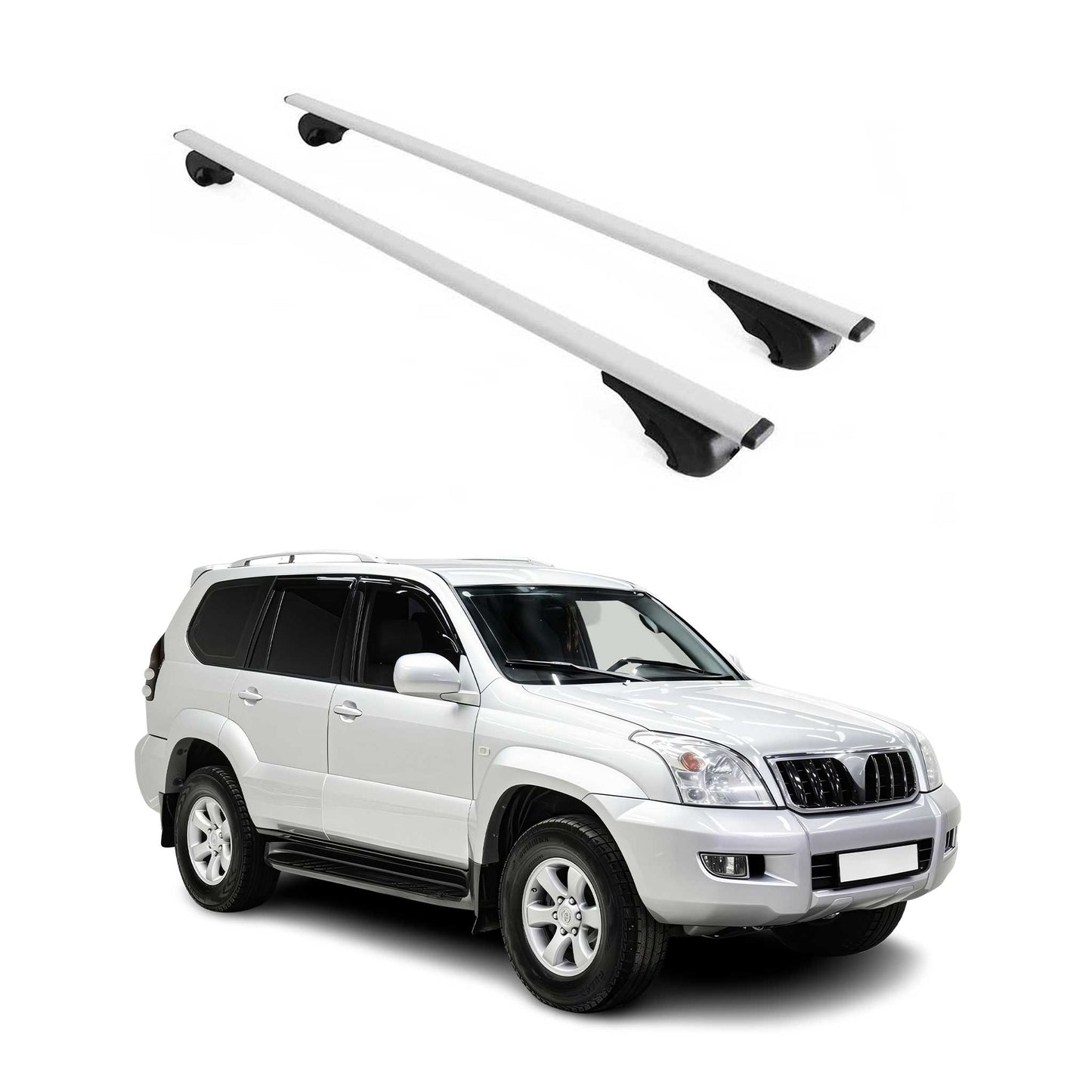 Portbagaj de plafon pentru Toyota Land Cruiser Prado 2002-2009 75kg, metal argintiu