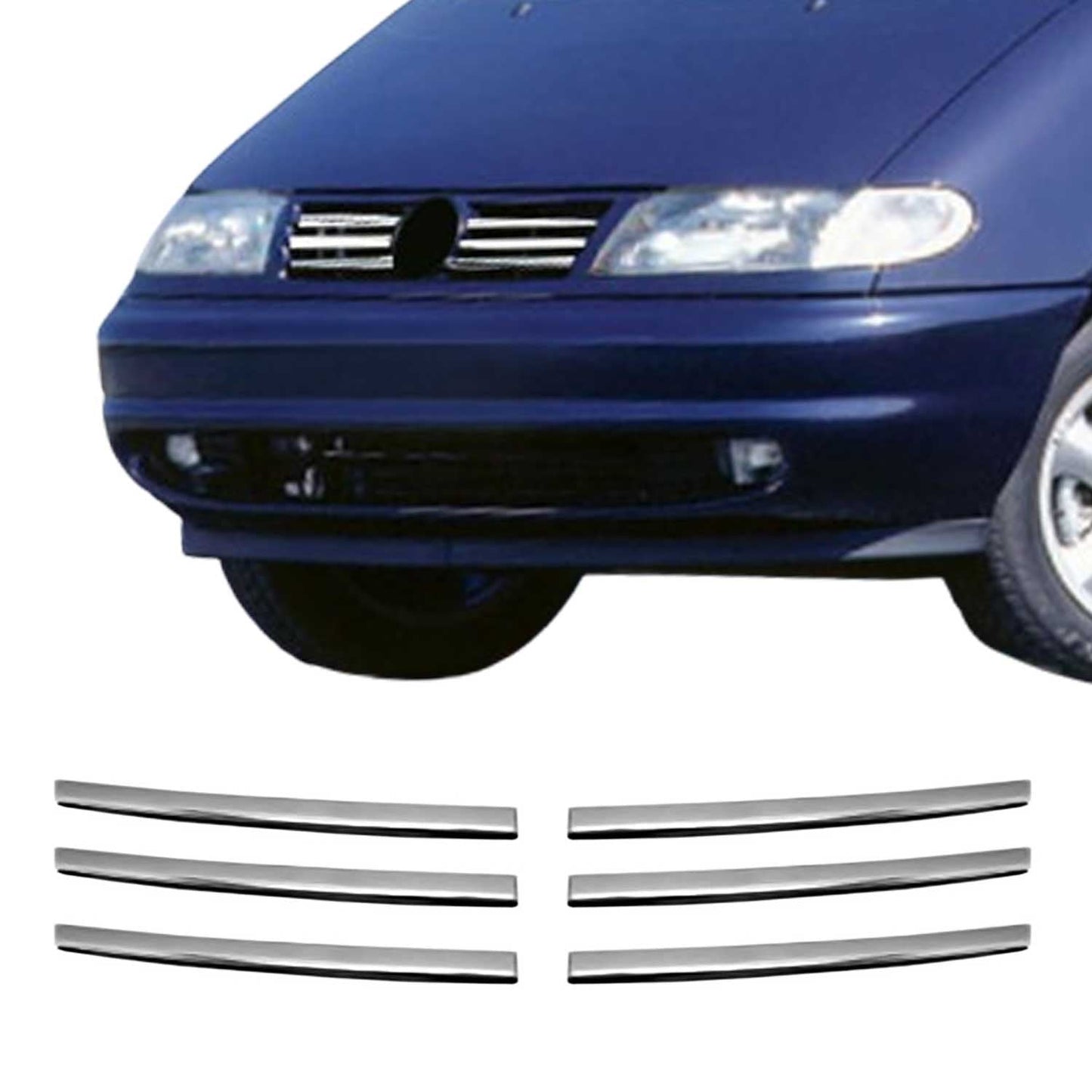 Benzi grilă radiator pentru VW Sharan 1995-2000, oțel inoxidabil, argintiu, 6 bucăți