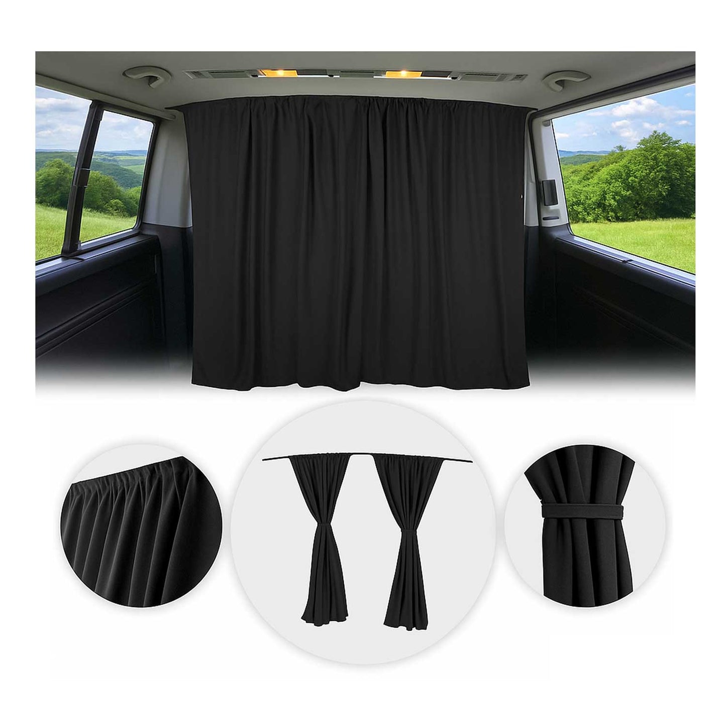 Perdele personalizate pentru compartimentul cabinei VW Crafter H3, parasolar, negru