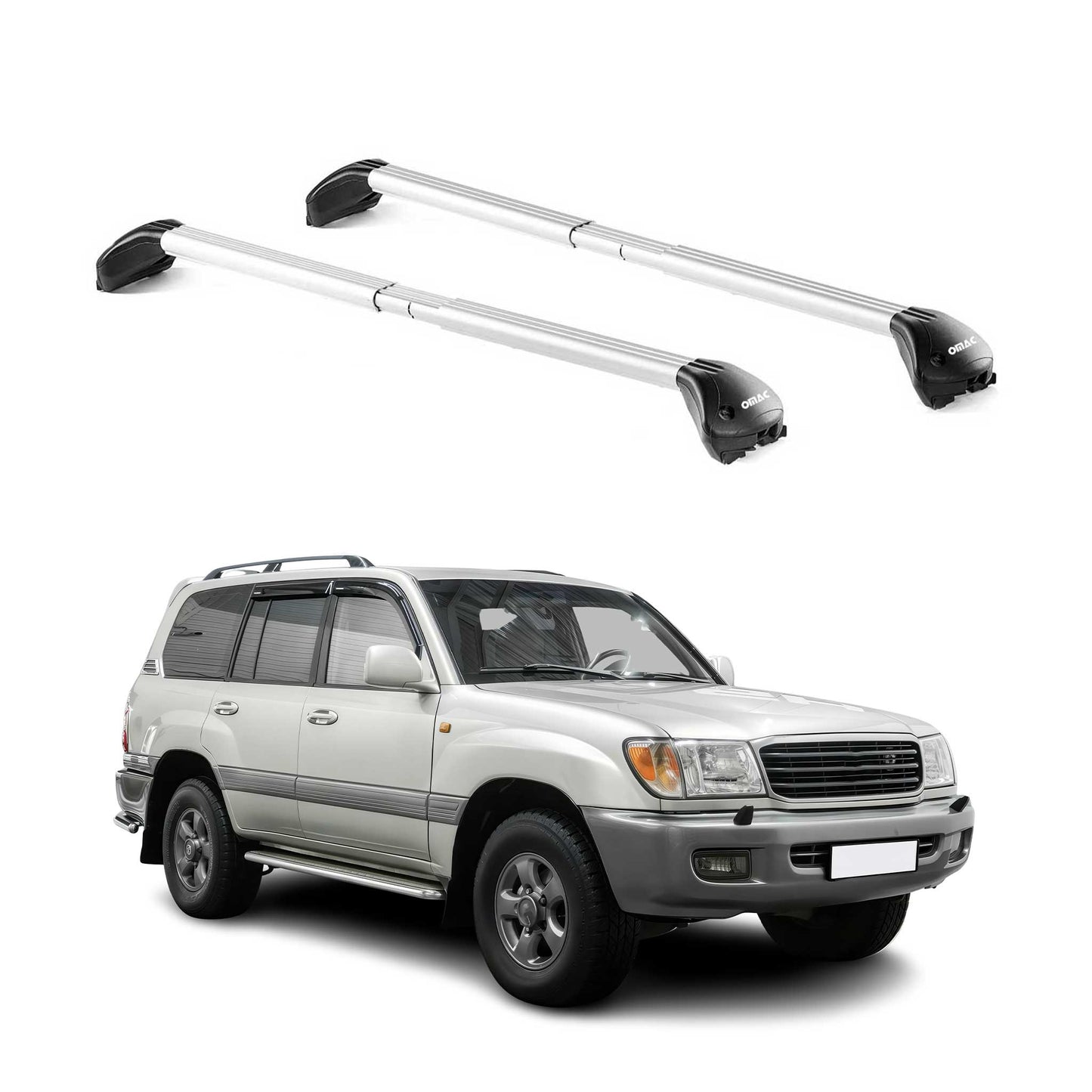 Bară de plafon pentru Toyota Land Cruiser 100 1998-2007 5 uși 100kg aluminiu argintiu 2x ABE