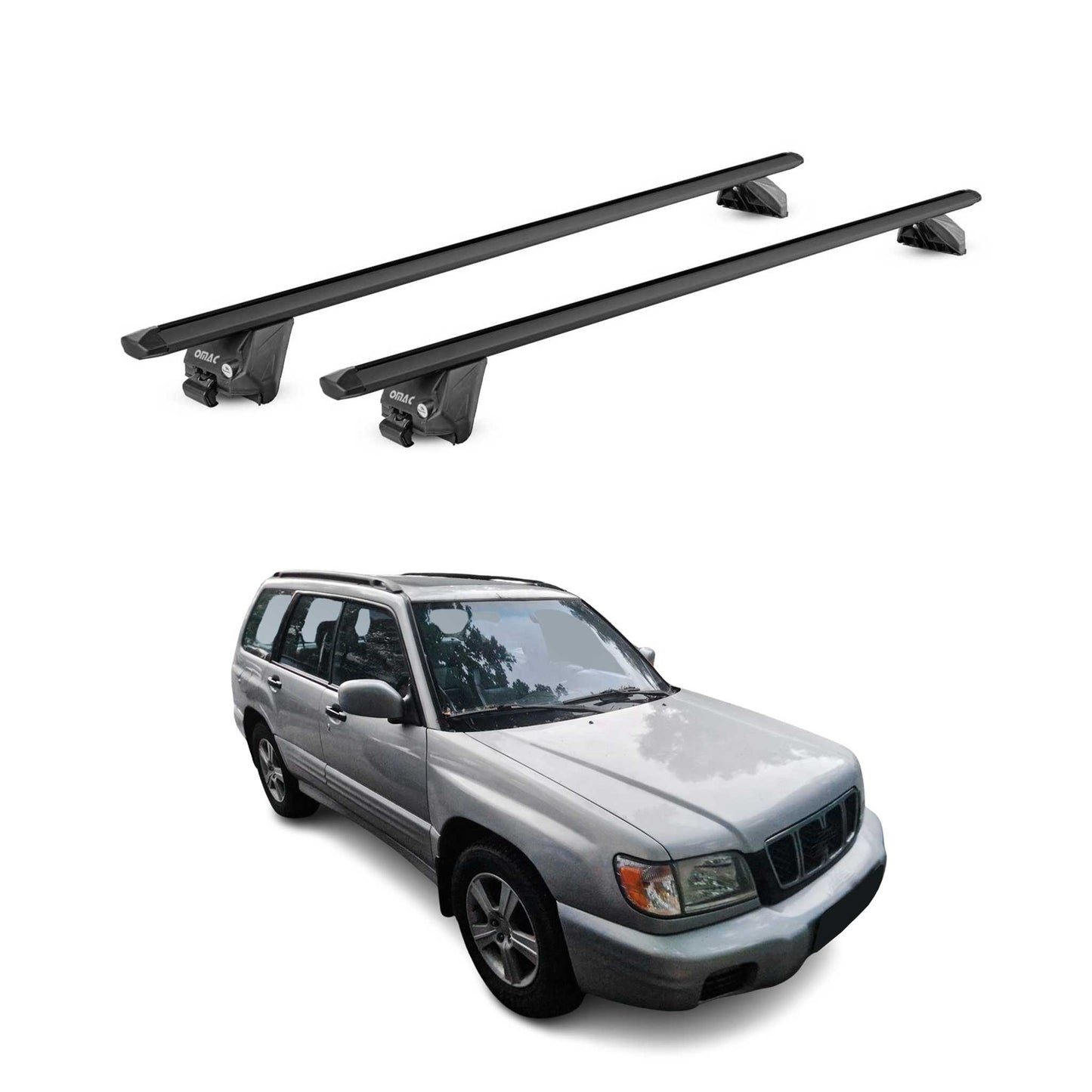 Dachträger Grundtäger für Subaru Forester mk1 1997-2002 100kg Alu Schwarz 2x ABE