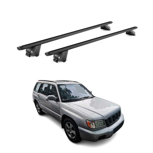 Portbagaj de plafon pentru Subaru Forester mk1 1997-2002 100kg aluminiu negru 2x ABE