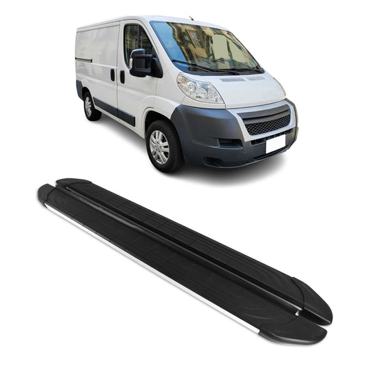 Trittbretter Seitenschweller für Citroen Jumper 2006-2025 L1 Alu Schwarz Grau