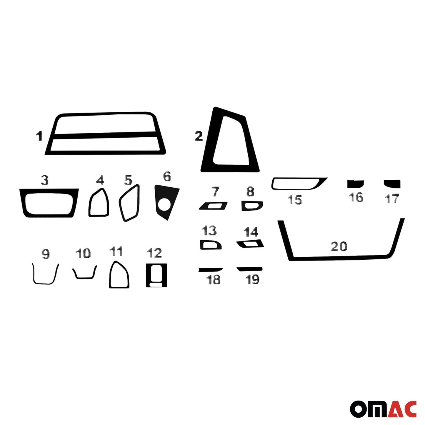 Innenraum Dekor Cockpit für Mercedes W201 1982-1993 Aluminium Optik 20tlg