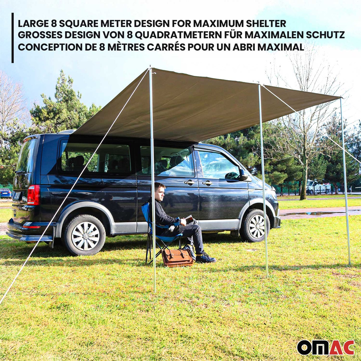 Sonnensegel Kederschiene Vorzelt Satz für VW T7 Transporter Caravelle L1 Silber