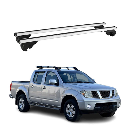 Portbagaj de plafon pentru Nissan Navara D40 2004-2015 75kg aluminiu argintiu 2 piese