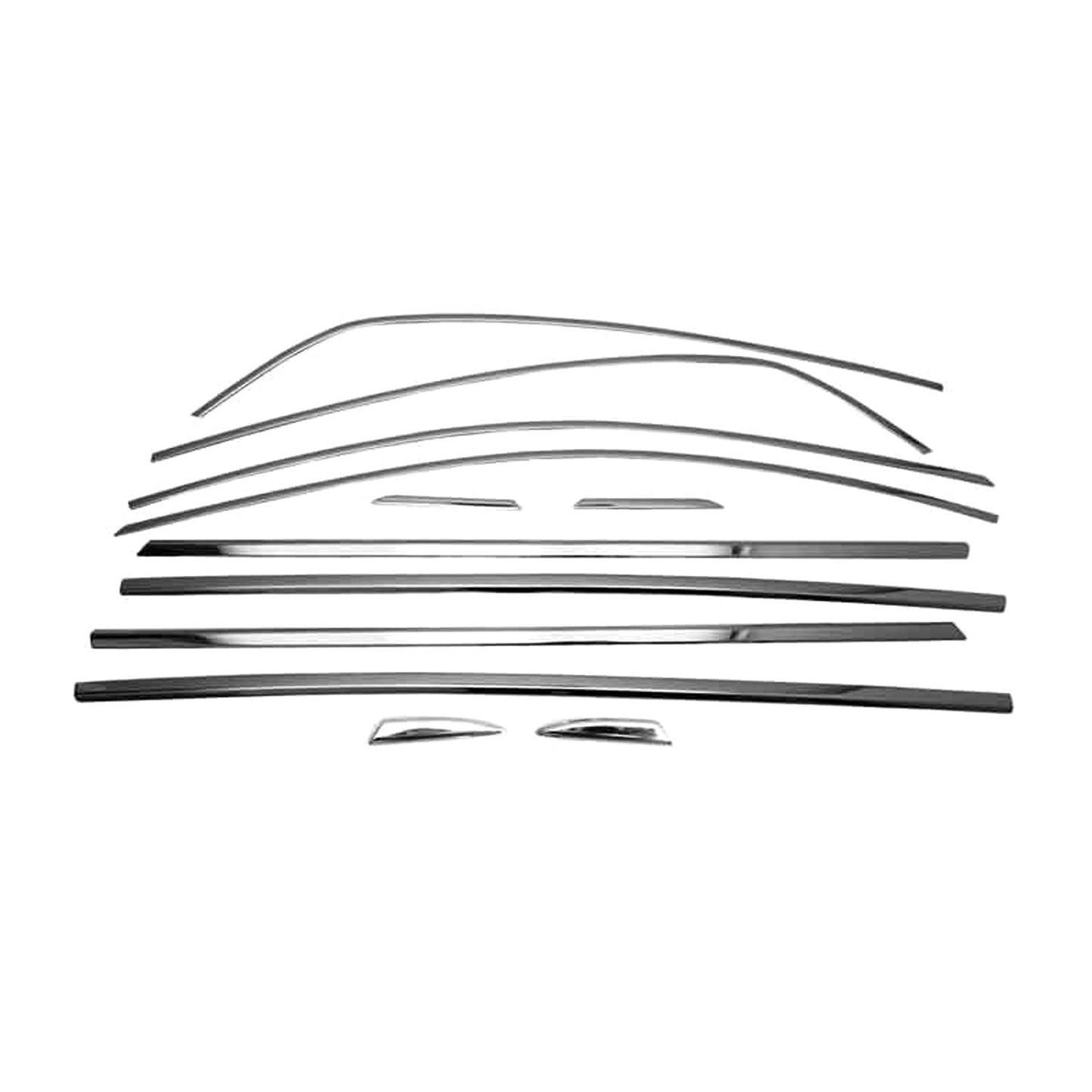 Benzi decorative pentru geamuri pentru Renault Megane Sedan 2016-2025, crom închis, 12 bucăți