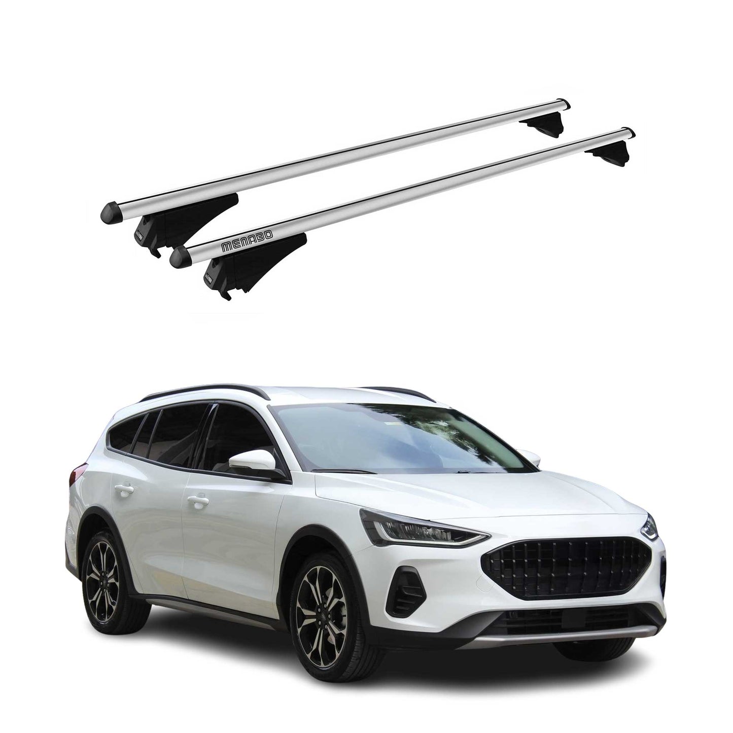 Menabo Portbagaj de plafon pentru Ford Focus Active 2018-2025 75kg Aluminiu Argintiu 2x