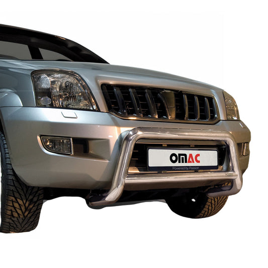 Bară de protecție/buton față pentru Toyota Land Cruiser 120 2003-2009, omologată ABE, argintie