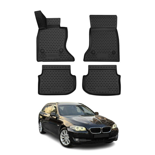 OMAC Gummimatten Fußmatten für BMW 5er F11 Touring 2010-2013 TPE Schwarz 4x