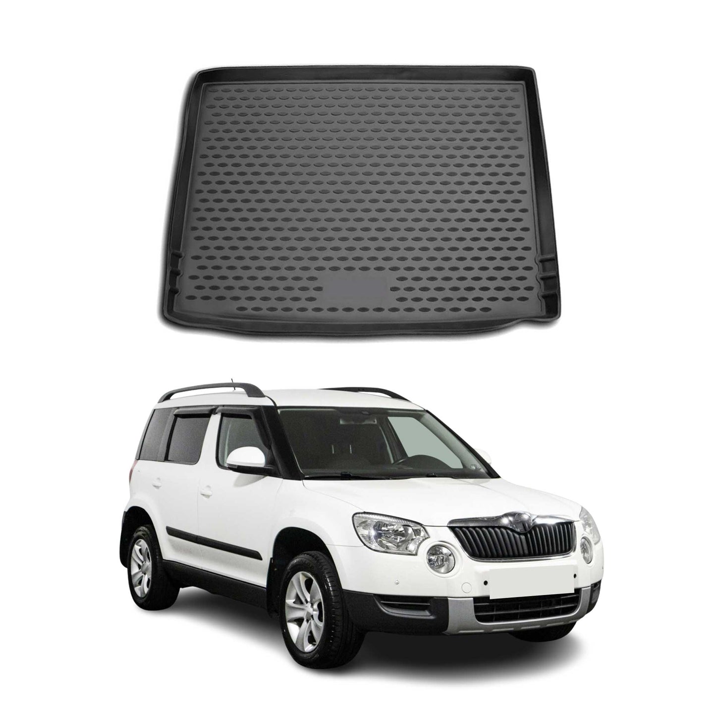 Kofferraummatte Kofferraumwanne für Skoda Yeti 2009-2017 Gummi TPE Schwarz