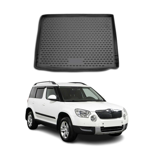 Kofferraummatte Kofferraumwanne für Skoda Yeti 2009-2017 Gummi TPE Schwarz